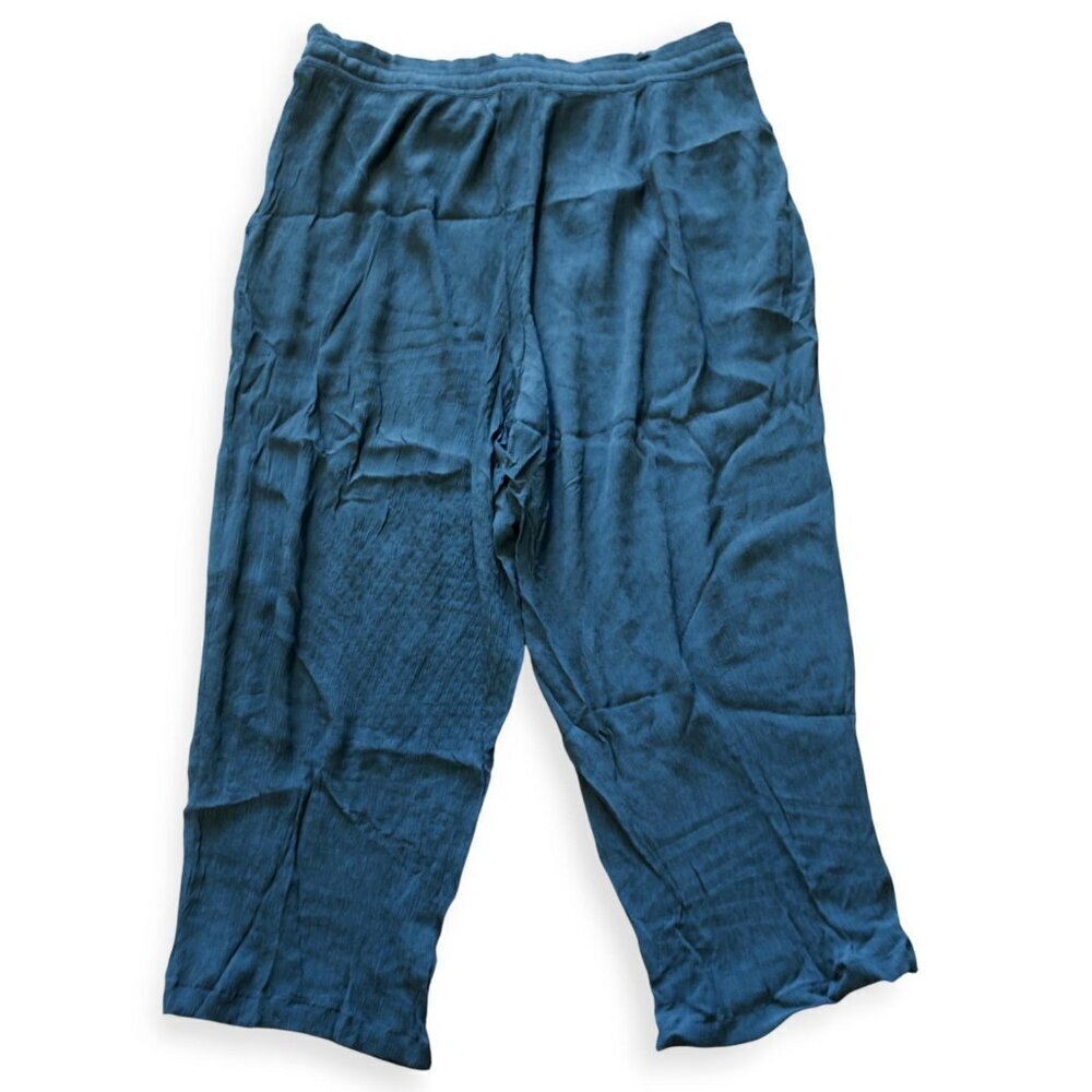 Haven Well Within Blue Textured Drawstring Naia Straight Leg Ankle Pants XL - Picture 3 of 6